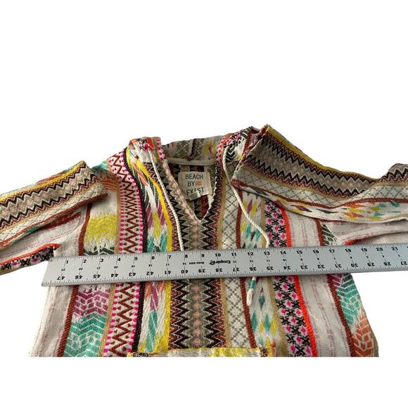 Beach by Exist Women's Medium Hooded Pullover Top Aztec Pattern 100% Cotton - Picture 5 of 12